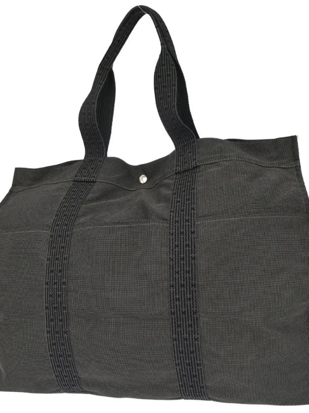 Hermes Gray Canvas Herline Tote TGM Handbag 188940